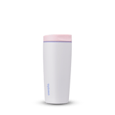 Full profile shot of the 20oz pink 'Candy Coated' SmoothSip Slider coffee mug.
