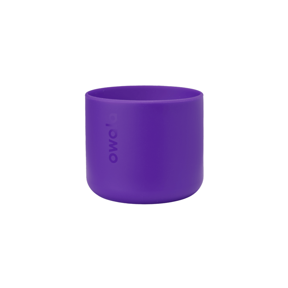 Bottle Boot 24oz in medium purple silicone; Owala logo embossed on side